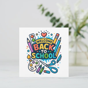 Willkommen zurück zu School Fun Art Design Einladung