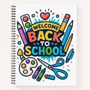 Willkommen zurück zu School Fun Art Design Notizblock