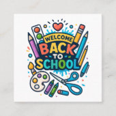 Willkommen zurück zu School Fun Art Design Quadratische Visitenkarte (Vorderseite)