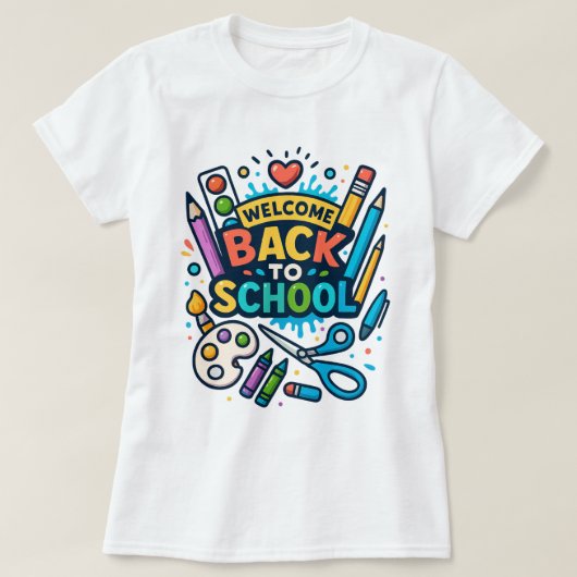 Willkommen zurück zu School Fun Art Design T-Shirt (Design vorne)