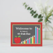 Willkommen zurück zu Schulviertem Grad | bunt Postkarte (Stehend Vorderseite)