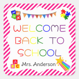 Willkommen zurück zum ersten Schultag auf dem Stic Quadratischer Aufkleber