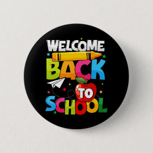 Willkommen zurück zum ersten Schultag Button