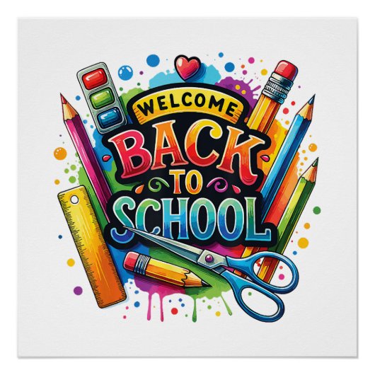 Willkommen zurück zum ersten Schultag Poster (Vorderseite)