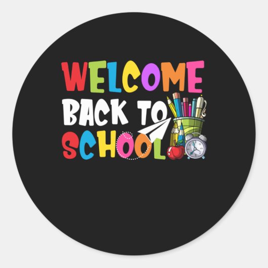 Willkommen zurück zum ersten Schultag Runder Aufkleber (Vorderseite)