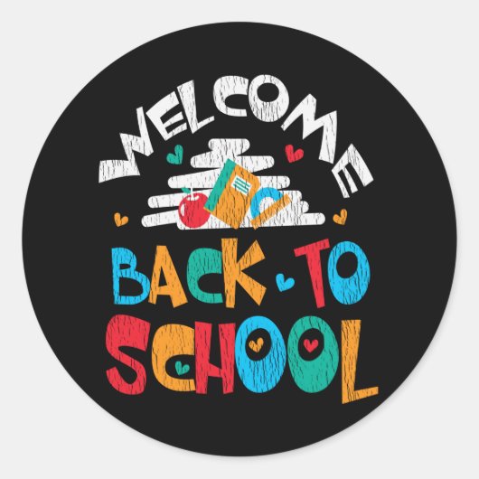 Willkommen zurück zum ersten Schultag Runder Aufkleber (Vorderseite)