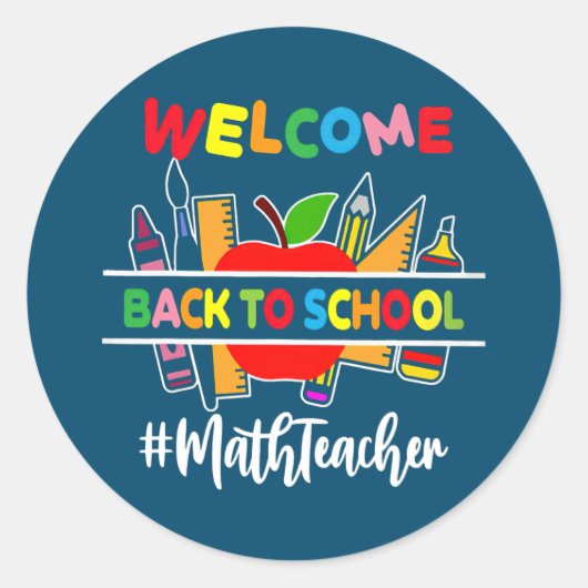 Willkommen zurück zum Mathematiklehrer der Schule Runder Aufkleber (Vorderseite)