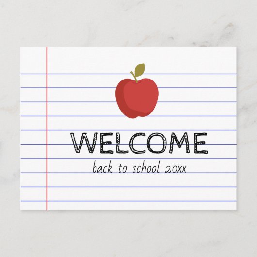 Willkommen zurück zum Niedlichen Apple der Schule Postkarte (Vorderseite)