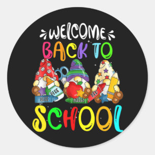 Willkommen zurück zum Schüler von Gnomes Spaß Lehr Runder Aufkleber