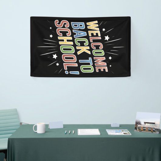 Willkommen zurück zum Schullehrer am ersten Schult Banner (Messeveranstaltung)