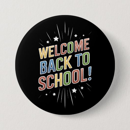 Willkommen zurück zum Schullehrer am ersten Schult Button (Vorderseite)