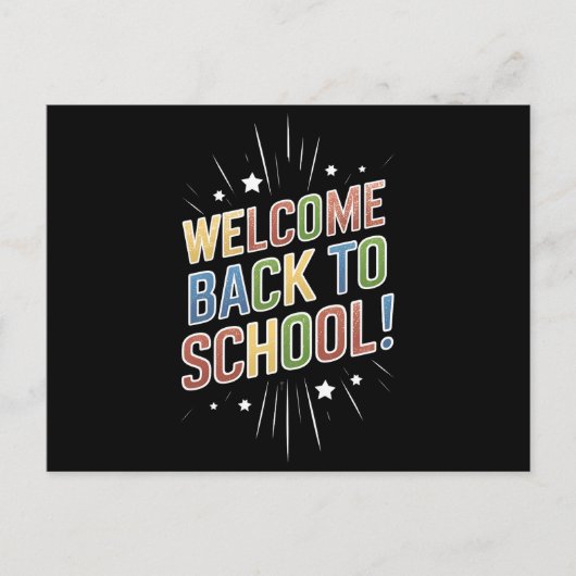 Willkommen zurück zum Schullehrer am ersten Schult Postkarte (Vorderseite)