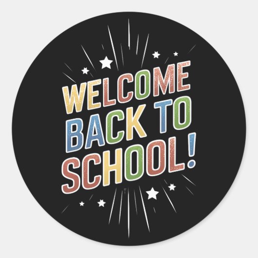 Willkommen zurück zum Schullehrer am ersten Schult Runder Aufkleber (Vorderseite)