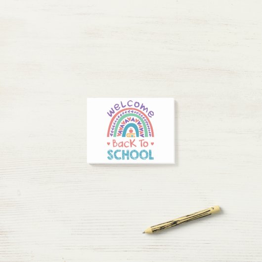 Willkommen zurück zum Schullehrerteam Rainbow Post-it Klebezettel (Auf Schreibtisch)