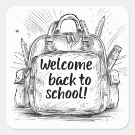 Willkommen zurück zum Schulrucksack Quadratischer Aufkleber