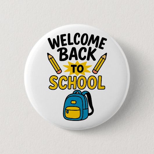 Willkommen zurück zur lustigen Schul-Rucksack-Blei Button (Vorderseite)