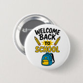Willkommen zurück zur lustigen Schul-Rucksack-Blei Button (Vorne & Hinten)