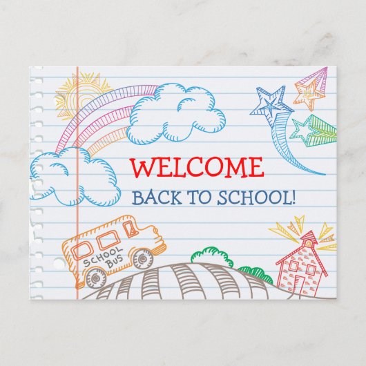 Willkommen zurück zur Postkarte der Schule (Vorderseite)