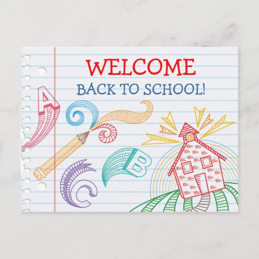 Willkommen zurück zur Postkarte der Schule (Vorderseite)