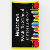 Willkommen zurück zur Schule Apfelkugelstifte Banner (Vertikal)