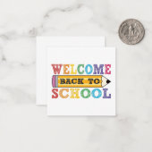 Willkommen zurück zur Schule - Bleistift-Illustrat Mitteilungskarte (Vorderseite/Rückseite Beispiel)