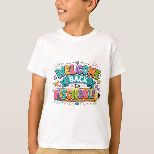 Willkommen zurück zur Schule Bunte Bleistift-Typog T-Shirt