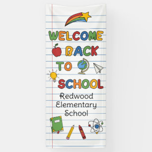 Willkommen zurück zur Schule Bunte Doodles Banner