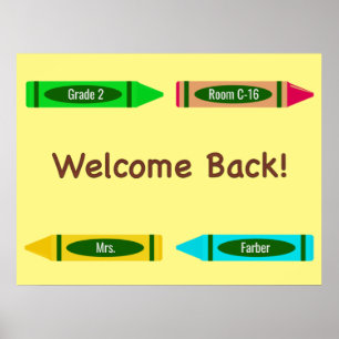 Willkommen zurück zur Schule Custom Colors Crayon Poster