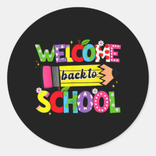 Willkommen zurück zur Schule Erster Schultag Cute Runder Aufkleber