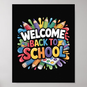 Willkommen zurück zur Schule Erster Schultag Lehre Poster