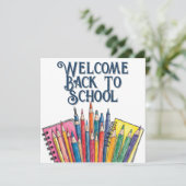 Willkommen zurück zur Schule - farbenfroher Start (Stehend Vorderseite)