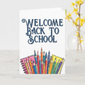 Willkommen zurück zur Schule - farbenfroher Start Karte (Gelbe Blume)