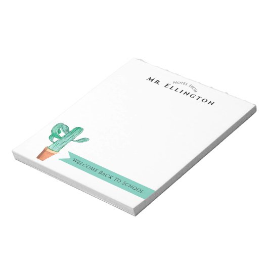 Willkommen zurück zur Schule gepflasterte Kakteen  Notizblock (Rotiert)
