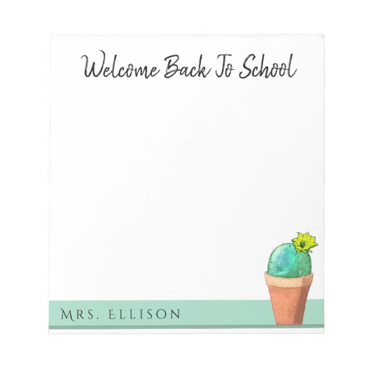 Willkommen zurück zur Schule gepottete Blume Cactu Notizblock (Vorderseite)