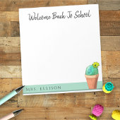 Willkommen zurück zur Schule gepottete Blume Cactu Notizblock