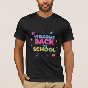 Willkommen zurück zur Schule Glitter 3D-Typografie T-Shirt