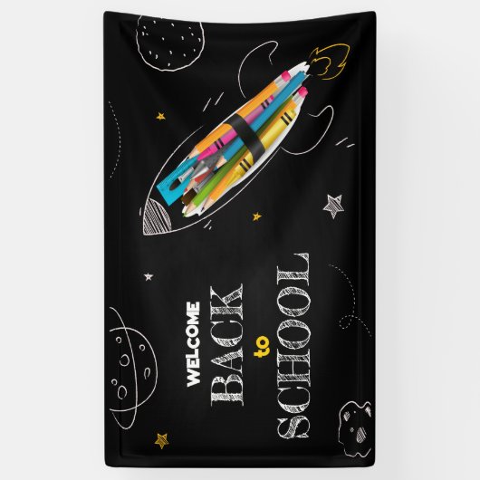 Willkommen zurück zur Schule, glücklicher erster S Banner (Vertikal)