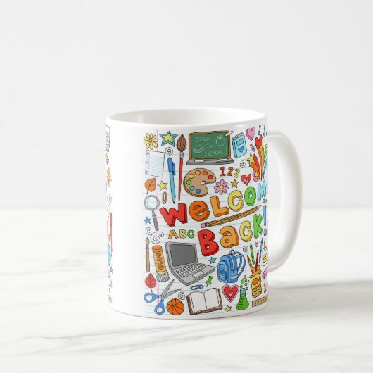 Willkommen zurück zur Schule Kaffeetasse (VorderseiteRechts)