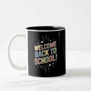 Willkommen Zurück zur Schule Lehrer Erster Schulta Zweifarbige Tasse