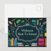 Willkommen zurück zur Schule Postkarte (Vorne/Hinten)