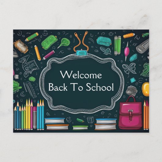 Willkommen zurück zur Schule Postkarte (Vorderseite)