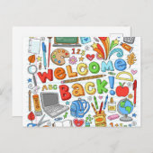 Willkommen zurück zur Schule Postkarte (Vorne/Hinten)