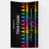 Willkommen zurück zur Schule Regenbogenstift Banner (Vertikal)