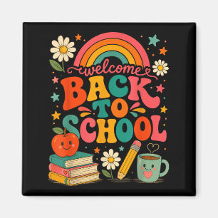 Willkommen zurück zur Schule Retro-Regenbogen-Lehr Magnet