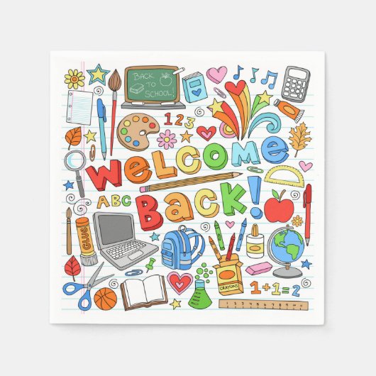 Willkommen zurück zur Schule Serviette (Vorderseite)