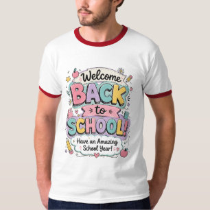 Willkommen zurück zur Schule Süße Pastell-Typograf T-Shirt