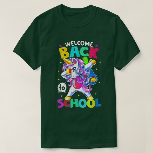 Willkommen zurück zur Schule Unicorn Funny Teacher T-Shirt (Design vorne)