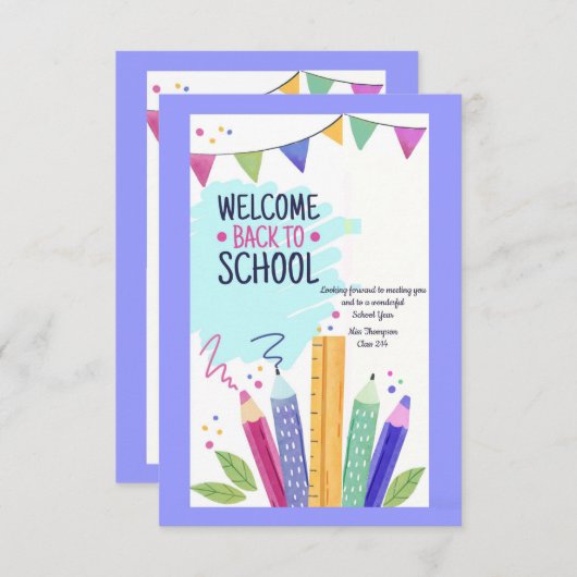 Willkommen zurück zur Schulkarte Einladung (Vorne/Hinten)