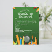 Willkommen zurück zur Schulnotecard Einladung (Stehend Vorderseite)