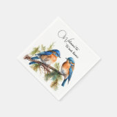 Willkommene Aquarellblüten auf Kiefern Serviette (Ecke)